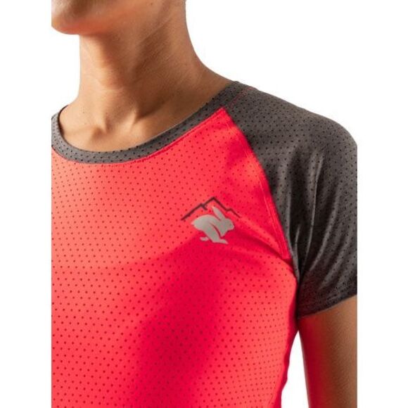 RABBIT Women’s Fiery Coral & Gray Raglan Short Sleeve EZ Tee Perf Top Size Small - Picture 4 of 9